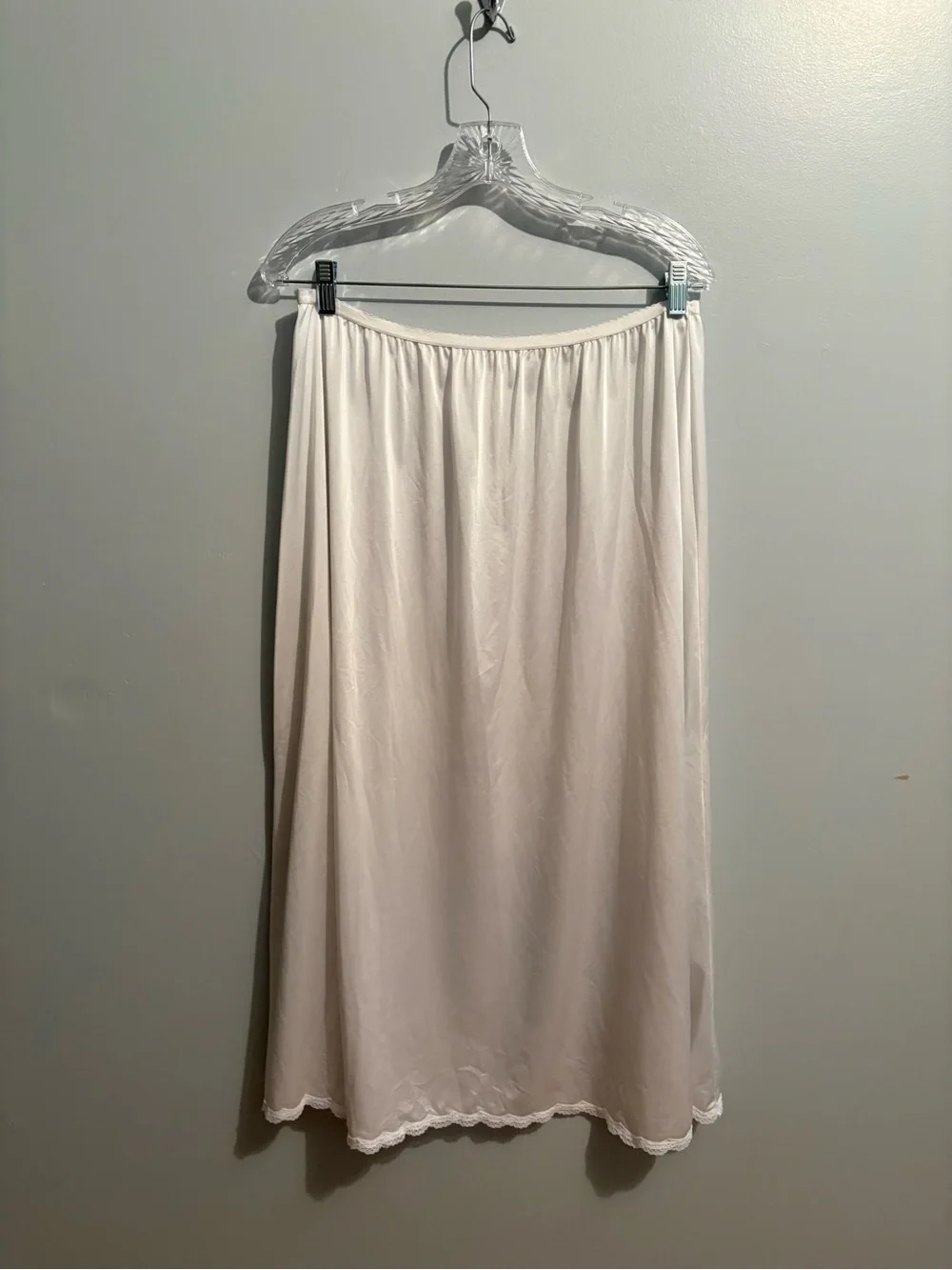 Vintage Shadow Line Women's White Elastic-Waist Skirt Slip Lace Midi 2X Plus - Picture 8 of 16